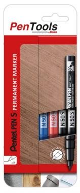 Pentel marker alkoholos kerek hegyű vékony 4 db-os szett - 2 db fekete, kék, piros